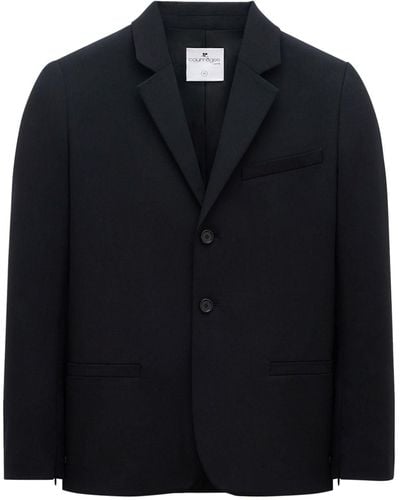 Courreges Zip-sleeves Wool Blazer - Black
