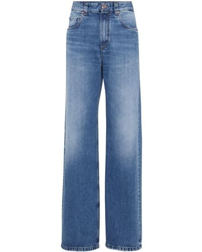 Brunello Cucinelli Mid-rise Wide-leg Jeans - Blue