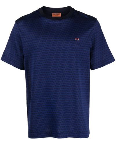 Missoni Katoenen T-shirt Met Zigzag-print - Blauw