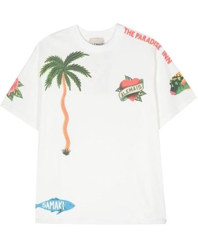 ALÉMAIS Paradise Inn T-Shirt aus Bio-Baumwolle - Weiß
