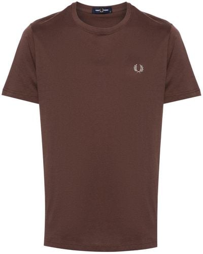 Fred Perry Fp Crew Neck T-Shirt - Brown