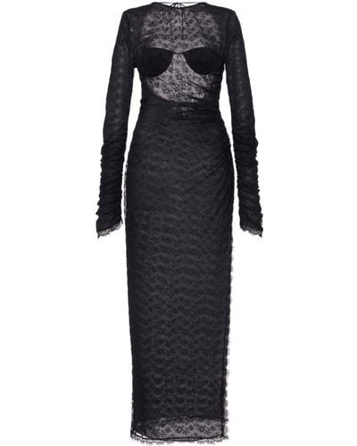 Alessandra Rich Open Back Lace Dress - Women's - Viscose/polyester/silk - Black