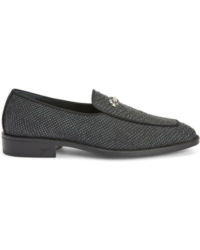 Giuseppe Zanotti Crocodile-effect Leather Loafers - Grey