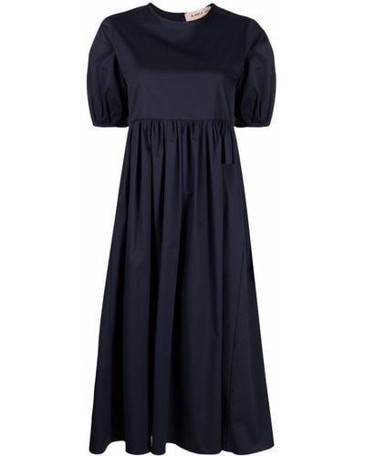 Blanca Vita Gathered Short-sleeved Dress - Blue
