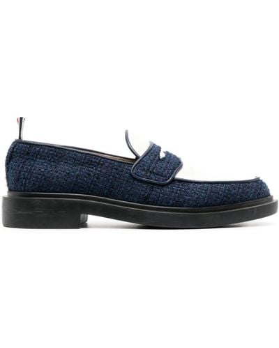 Thom Browne Penny-slot Tweed Loafers - Blue