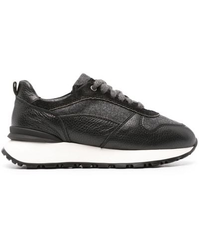 Doucal's Lace-up Ridged-sole Trainers - Black