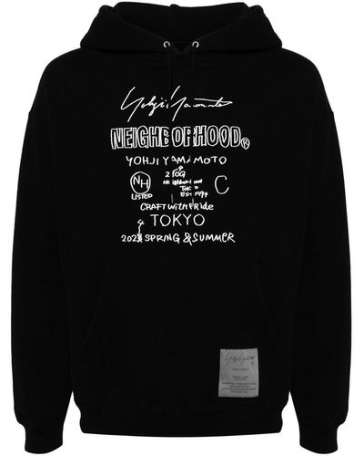 Yohji Yamamoto Logo-print Cotton Hoodie - Black
