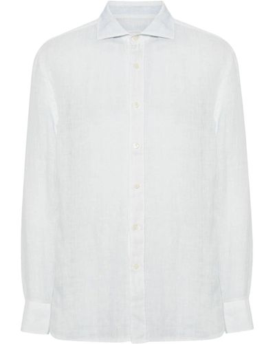 120% Lino Long-sleeves Linen Shirt - White