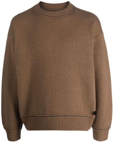 Sacai Crew-neck Pullover Sweater - Brown