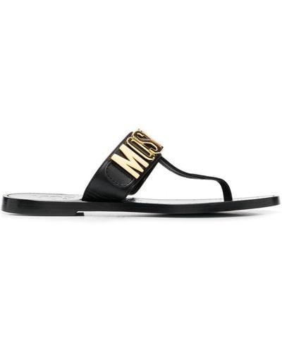 Moschino Sandalen Met Logoplakkaat - Zwart