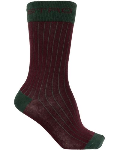 Etro Logo-jacquard Striped Socks - Purple