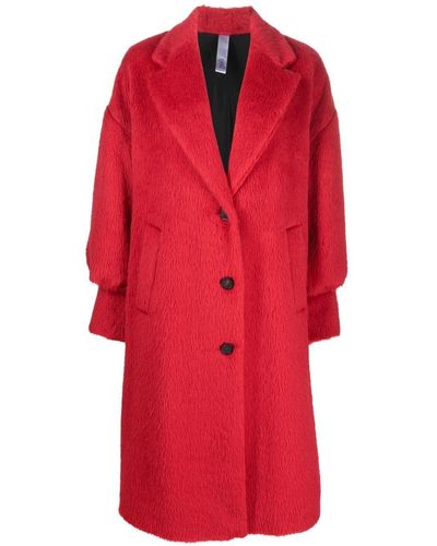Hevò Single-breasted Button-up Coat - Red