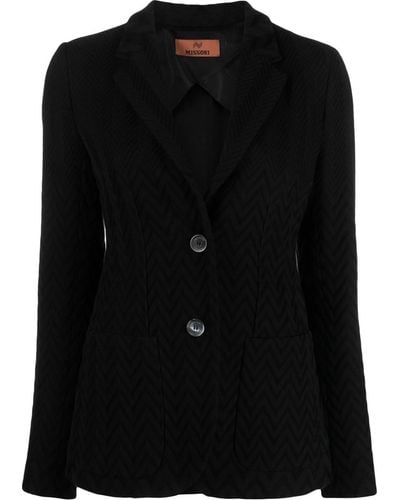 Missoni Zigzag Crochet-knit Single-breasted Blazer - Black