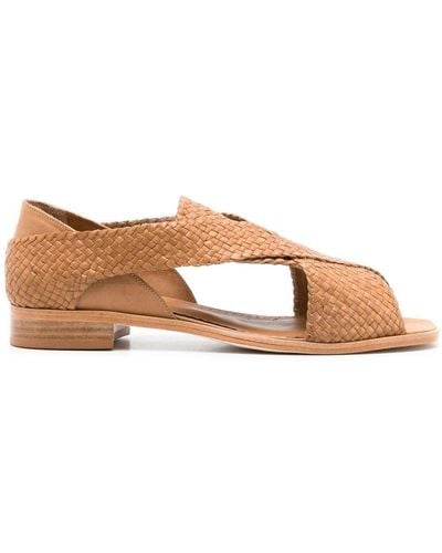 Sarah Chofakian Cross-strap Flat Sandals - Brown