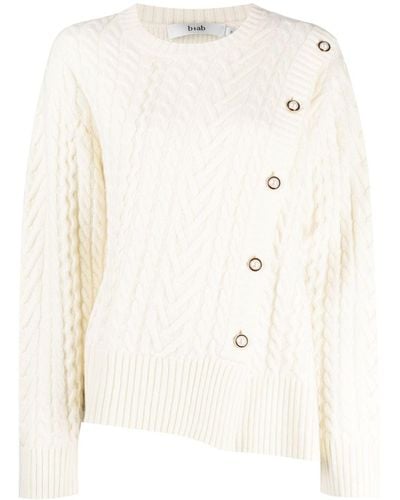 B+ AB Buttoned Cable-knit Sweater - Natural