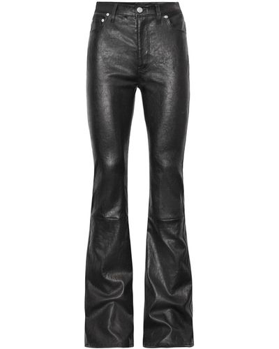 FRAME The Slim Stacked Leather Trousers - Grey