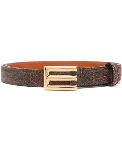 Etro Paisley-print Logo-buckle Belt - Brown
