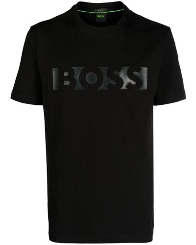 HUGO T-Shirt mit eingeprägtem Logo - Schwarz