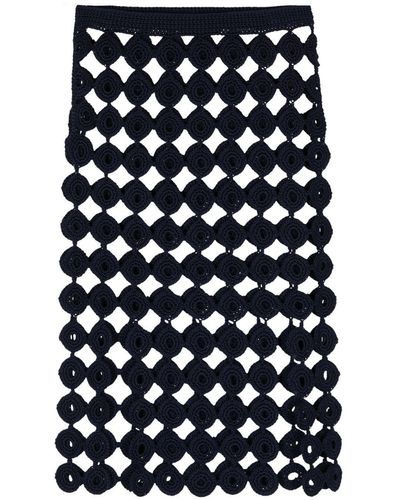 Wales Bonner Stanza Crochet Skirt - Women's - Cotton - Blue
