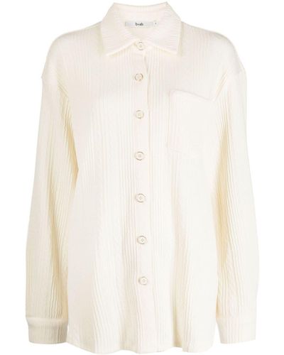 B+ AB Patch-pocket Cable-knit Shirt - White