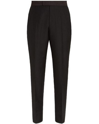 Zegna Wool-mohair Tailored Trousers - Black