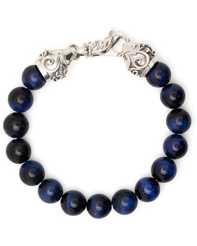 Emanuele Bicocchi Armband mit Tigerauge-Perlen - Blau
