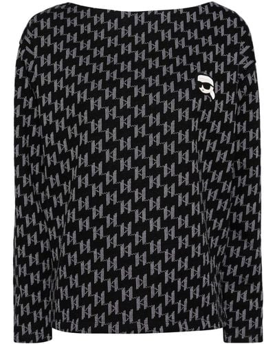 Karl Lagerfeld K/ikonik Sweater Met Monogramprint - Zwart