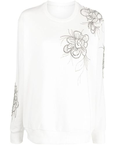 P.A.R.O.S.H. Crystal-embellished Cotton Sweatshirt - White