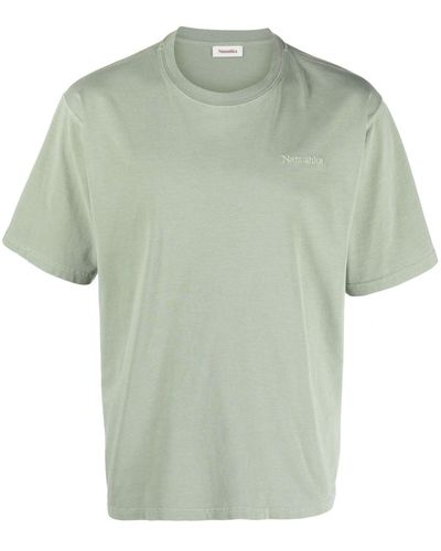 Nanushka T-shirt en coton à logo brodé - Vert