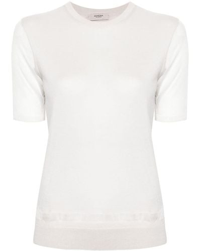 Agnona T-shirt à empiècement transparent - Blanc