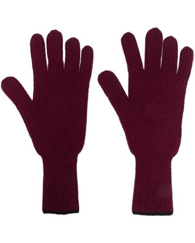 Barrie Intarsia-knit Cashmere Gloves - Purple