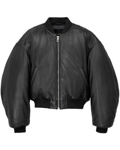 Marc Jacobs Leather Bomber Jacket - Black