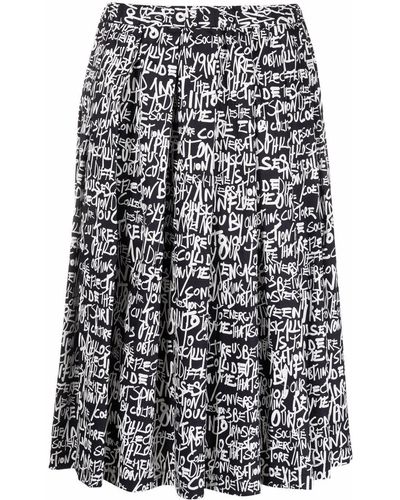 Societe Anonyme Writing-print Pleated Midi Skirt - Black