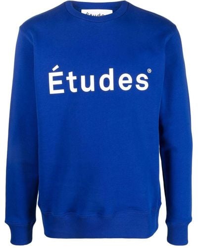 Etudes Studio Sudadera con logo estampado y cuello redondo - Azul