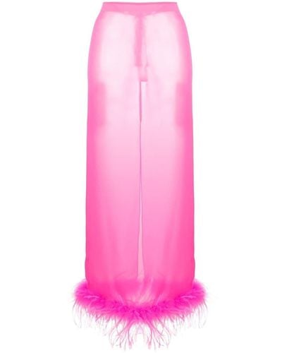 GIUSEPPE DI MORABITO Pink Feather-trim High-waisted Skirt