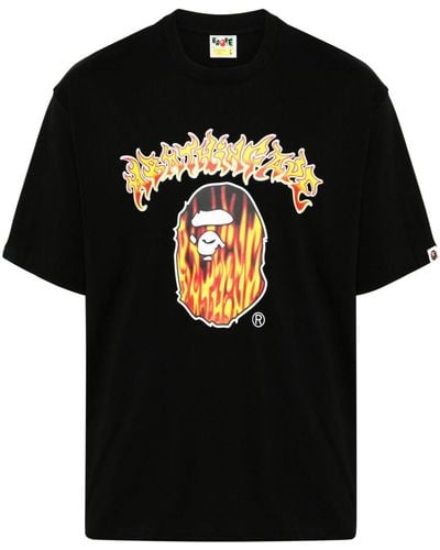A Bathing Ape T-Shirt mit Mad Flame Ape Head-Print - Schwarz