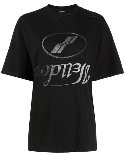 we11done Logo-print Ripped-detail T-shirt - Black