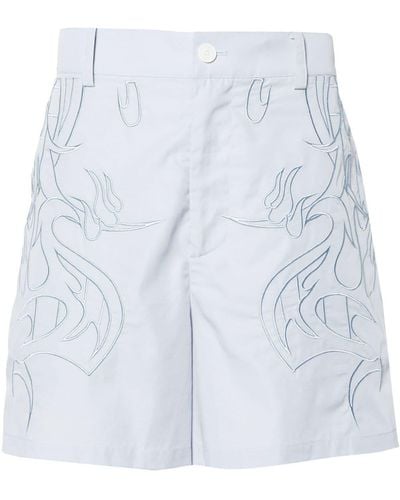 Feng Chen Wang Motif-embroidered Cotton Shorts - White