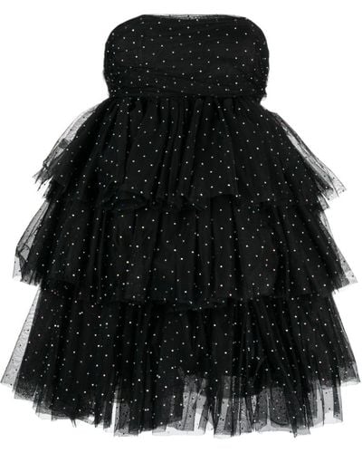 ROTATE BIRGER CHRISTENSEN Crystal-embellished Ruffle Minidress - Black