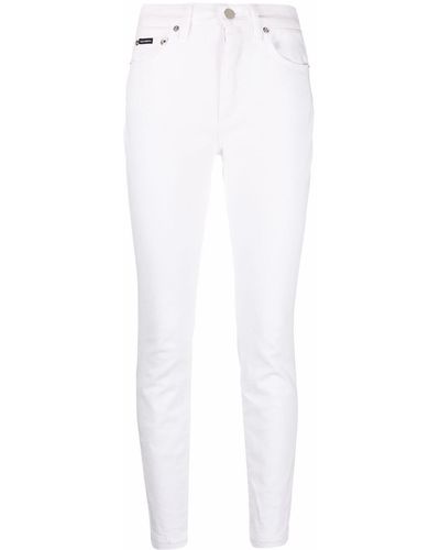 Dolce & Gabbana Pantalones pitillo de talle bajo - Blanco