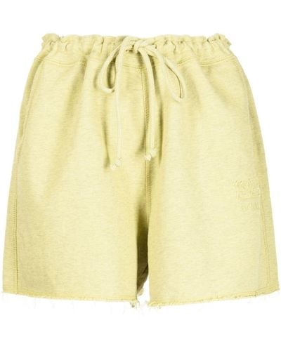 Ganni Drawstring-waist Raw-edge Shorts - Yellow