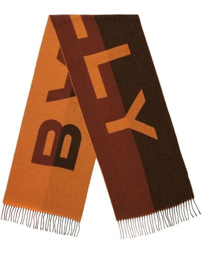 Bally Tweekleurige Sjaal Met Logo-jacquard En Franje - Oranje