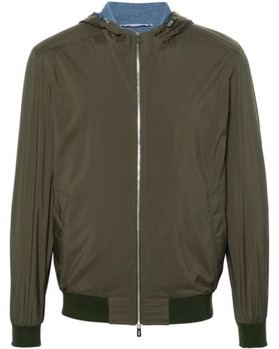 Fedeli Taffeta hooded bomber jacket - Verde