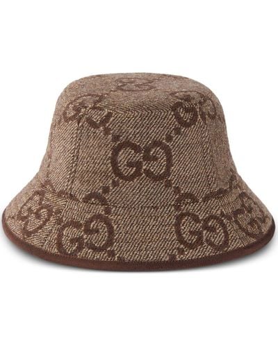 Gucci Wool Jumbo Gg Bucket Hat - Brown