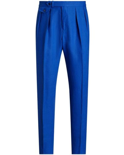 Polo Ralph Lauren Pleated Linen Pants - Blue