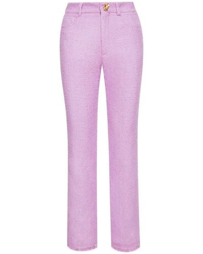 Oscar de la Renta Cropped Tweed Trousers - Purple