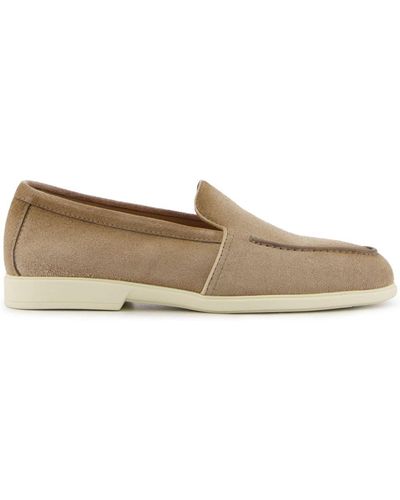 Santoni Malibu Almond-toe Leather Loafers - Brown