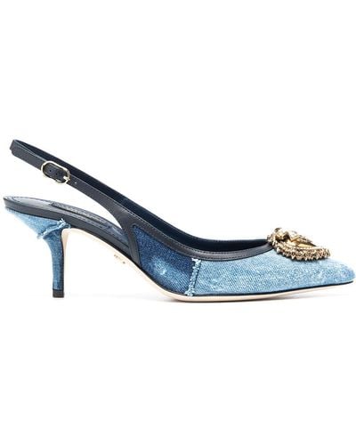 Dolce & Gabbana Devotion Denim Slingback Pumps - Blauw