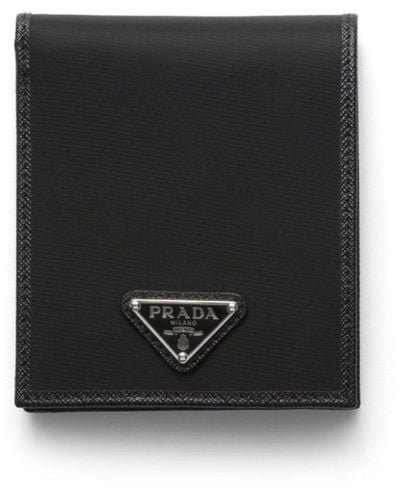 Prada Logo-plaque Bi-fold Wallet - Black