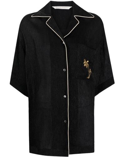Palm Angels Camisa Soireé con logo bordado - Negro